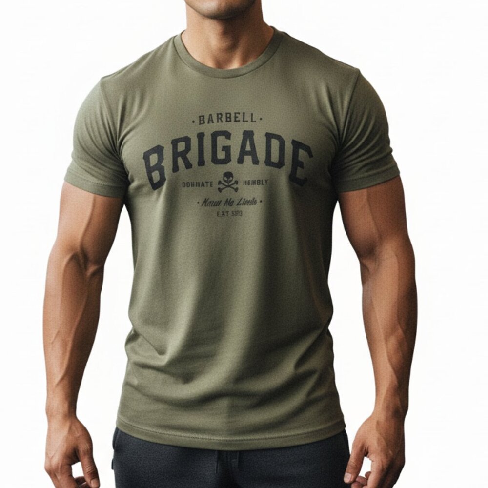 Barbell Brigade - No Limits Tee Lt. Olive Medium